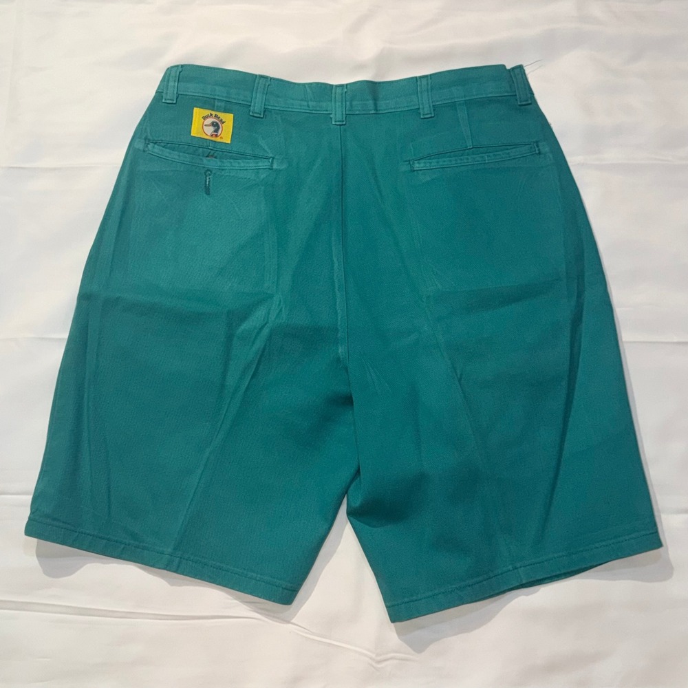 Duck Head Pleated Shorts Mens 33 Teal Green Vintage 100% Cotton Chino Preppy - Picture 9 of 9